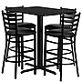 Flash Furniture Laminate Table Set With 4 Ladder Back Metal Bar Stools, 24" x 42", Black (HDBF1017)~#|#~sp80657490_sc7