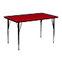 Flash Furniture 24"W x 48"L Rectangular Laminate Activity Table w/Standard Adjustable Legs, Red~#|#~sp80658338_sc7