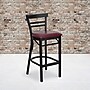 Flash Furniture HERCULES Series Traditional Metal Two-Slat Ladder Back Restaurant Barstool, Black/Burgundy (XU6R9BLADBARBRV)~#|#~sp81130921_sc7