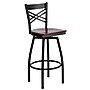 Flash Furniture HERCULES Black ''X'' Back Swivel Metal Bar Stools W/Wood Seat (XU6F8BXSWVMAW)~#|#~sp81131060_sc7