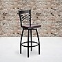 Flash Furniture HERCULES Black ''X'' Back Swivel Metal Bar Stools W/Wood Seat (XU6F8BXSWVMAW)~#|#~sp81131061_sc7