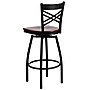 Flash Furniture HERCULES Black ''X'' Back Swivel Metal Bar Stools W/Wood Seat (XU6F8BXSWVMAW)~#|#~sp81131064_sc7
