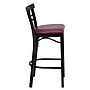 Flash Furniture HERCULES Series Traditional Metal Two-Slat Ladder Back Restaurant Barstool, Black/Burgundy (XU6R9BLADBARBRV)~#|#~sp81131720_sc7