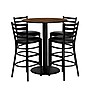 Flash Furniture 36'' Round Table Set W/4 Ladder Back Metal Bar Stools, Walnut /Black (MD0011)~#|#~sp81132109_sc7