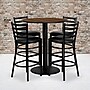 Flash Furniture 36'' Round Table Set W/4 Ladder Back Metal Bar Stools, Walnut /Black (MD0011)~#|#~sp81132121_sc7