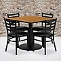 Flash Furniture 36'' Square Natural Laminate Table Set W/4 Ladder Back Black Vinyl Seat Chairs (RSRB1015)~#|#~sp81132578_sc7