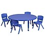 Flash Furniture Emmy 45" Round Activity Table Set, Height Adjustable, Blue (YCX53RNDTBLBLE)~#|#~sp81133331_sc7