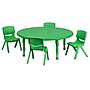 Flash Furniture Emmy 45" Round Activity Table Set, Height Adjustable, Green (YCX53RNDTBLGNE)~#|#~sp81133333_sc7