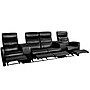 Flash Furniture Leather 4-Seat Home Theater Recliner With Storage Consoles, Black~#|#~sp81611286_sc7