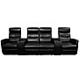 Flash Furniture Leather 4-Seat Home Theater Recliner With Storage Consoles, Black~#|#~sp81611287_sc7