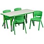 Flash Furniture Emmy Rectangular Activity Table Set, 23.625" x 47.25", Height Adjustable, Green (YU06034RECTBLGN)~#|#~sp81611464_sc7