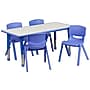 Flash Furniture Emmy Rectangular Activity Table Set, 23.625" x 47.25", Height Adjustable, Blue (YU06034RECTBLBL)~#|#~sp81611465_sc7
