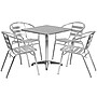 Flash Furniture Lila Indoor-Outdoor Table Set with 4 Slat Back Chairs, 27.5", Aluminum (TLH28SQ017BCHR4)~#|#~sp81613175_sc7