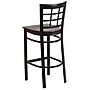 Flash Furniture HERCULES Series Traditional Metal Window Back Restaurant Barstool, Black/Walnut Wood (XU6R7BWINBARWAW)~#|#~sp81615445_sc7