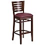 Flash Furniture Darby Series Traditional Wood Slat Back Restaurant Barstool, Walnut Wood/Burgundy (XUDGW018BWABGV)~#|#~sp81615577_sc7