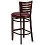 Flash Furniture Darby Series Traditional Wood Slat Back Restaurant Barstool, Walnut Wood/Burgundy (XUDGW018BWABGV)~#|#~sp81615579_sc7