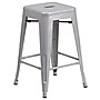 Flash Furniture Kai Industrial Metal Counter Stool without Back, Silver (CH3132024SIL)~#|#~sp82711905_sc7
