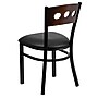 Flash Furniture Hercules 3-Circle Back Metal Restaurant Chair, Black w/Walnut Wood Back, Black Vinyl~#|#~sp82712328_sc7