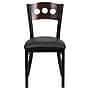 Flash Furniture Hercules 3-Circle Back Metal Restaurant Chair, Black w/Walnut Wood Back, Black Vinyl~#|#~sp82712330_sc7
