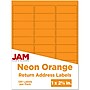 JAM Paper Laser/Inkjet Address Labels, 1" x 2 5/8", Neon Orange, 30 Labels/Sheet, 4 Sheets/Pack (35432814)~#|#~sp87119646_sc7