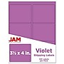 JAM Paper Laser/Inkjet Address Label, 4" x 3 3/8", Violet Purple, 6 Labels/Sheet, 12 Sheets/Pack (302725792)~#|#~sp89166456_sc7