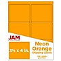 JAM Paper Shipping Labels, Large, 3 1/3 x 4, Neon Orange, 6 Labels/Sheet, 20 Sheets/Pack (354328043)~#|#~sp89166514_sc7