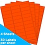 JAM Paper Laser/Inkjet Address Labels, 1" x 2 5/8", Neon Red, 30 Labels/Sheet, 4 Sheets/Pack (354328230)~#|#~sp89166594_sc7