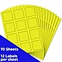 JAM Paper Square Labels, 2" x 2", Neon Yellow, 12 Labels/Sheet, 10 Sheets/Pack (367831073)~#|#~sp89166601_sc7