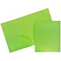 JAM Paper Heavy Duty Two-Pocket Plastic Folders, Lime Green, 6/Pack (383HLID)~#|#~sp89840064_sc7