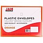 JAM Paper Plastic Envelopes with Hook & Loop Closure, Index Booklet, 5.5 x 7.5, Orange, 12/Pack (920V0OR)~#|#~sp89840237_sc7