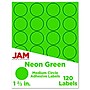 JAM Paper Round Label Sticker Seals, 1 2/3" Diameter, Neon Green, 24 Labels/Sheet, 5 Sheets/Pack (354329583)~#|#~sp92281094_sc7
