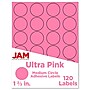 JAM Paper Circle Round Label Seals, 1 2/3" Diameter, Ultra Pink, 24 Labels/Sheet, 5 Sheets/Pack (147627062)~#|#~sp92281154_sc7