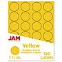 JAM Paper Circle Round Label Sticker Seals, 1 2/3 Inch Diameter, Yellow, 24 Labels/Sheet, 5 Sheets/Pack (147627067)~#|#~sp92281159_sc7