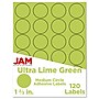 JAM Paper Round Label Seals, 1 2/3" Diameter, Ultra Lime Green, 24 Labels/Sheet, 5 Sheets/Pack (147627049)~#|#~sp92281323_sc7