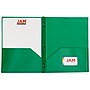 JAM Paper 2-Pocket Plastic Folders with 3 Fasteners, Green, 6/Pack (382ECGRD)~#|#~sp92366484_sc7