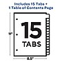 Avery Ready Index Table of Contents Pre-Printed Paper Dividers, 15 Tabs, Multicolor, 1 Set (11143)~#|#~sp92672863_sc7