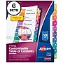 Avery Ready Index Table of Contents Paper Dividers, 1-10 Tabs, Multicolor, 6 Sets/Pack (11188)~#|#~sp92673021_sc7