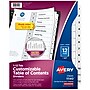 Avery Ready Index Table of Contents Paper Dividers, 1-12 Tabs, White (11140)~#|#~sp92673112_sc7