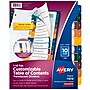 Avery Ready Index Table of Contents Plastic Dividers, 1-10 Tabs, Multicolor (11818)~#|#~sp92673138_sc7