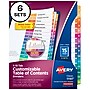 Avery Ready Index Table of Contents Paper Dividers, 1-15 Tabs, Multicolor, 6 Sets/Pack (11197)~#|#~sp92673239_sc7