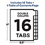 Avery Ready Index Table of Contents Double Column Paper Dividers, 1-16 Tabs, Multicolor (11320)~#|#~sp92673255_sc7