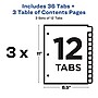 Avery Ready Index Table of Contents EcoFriendly Paper Dividers, 1-12 Tabs, Multicolor, 3 Sets/Pack (11083)~#|#~sp92673304_sc7
