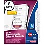 Avery Ready Index Table of Contents Paper Dividers, 1-5 Tabs, White, 6 Sets/Pack (11821)~#|#~sp92673448_sc7