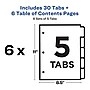 Avery Ready Index Table of Contents Paper Dividers, 1-5 Tabs, White, 6 Sets/Pack (11821)~#|#~sp92673451_sc7