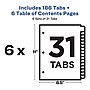 Avery Ready Index Table of Contents Paper Dividers, 1-31 Tabs, Multicolor, 6 Sets/Pack (11831)~#|#~sp92673460_sc7
